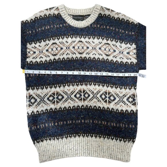 Vintage Peter England Fair Isle Geometric Sweater 90s Mens Size L - Picture 4 of 6